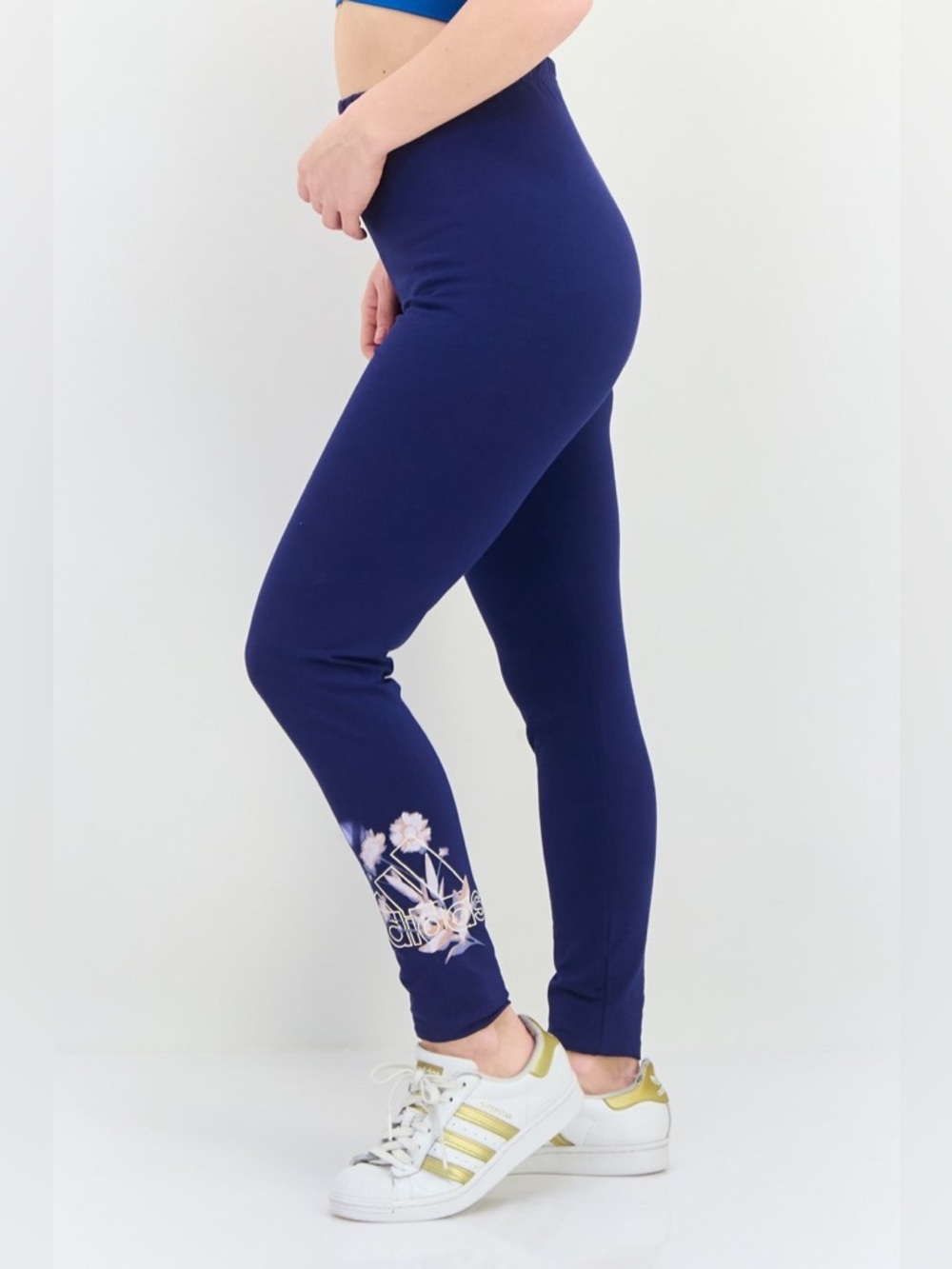 Adidas Floral Bloom Blue Leggings Size Xs